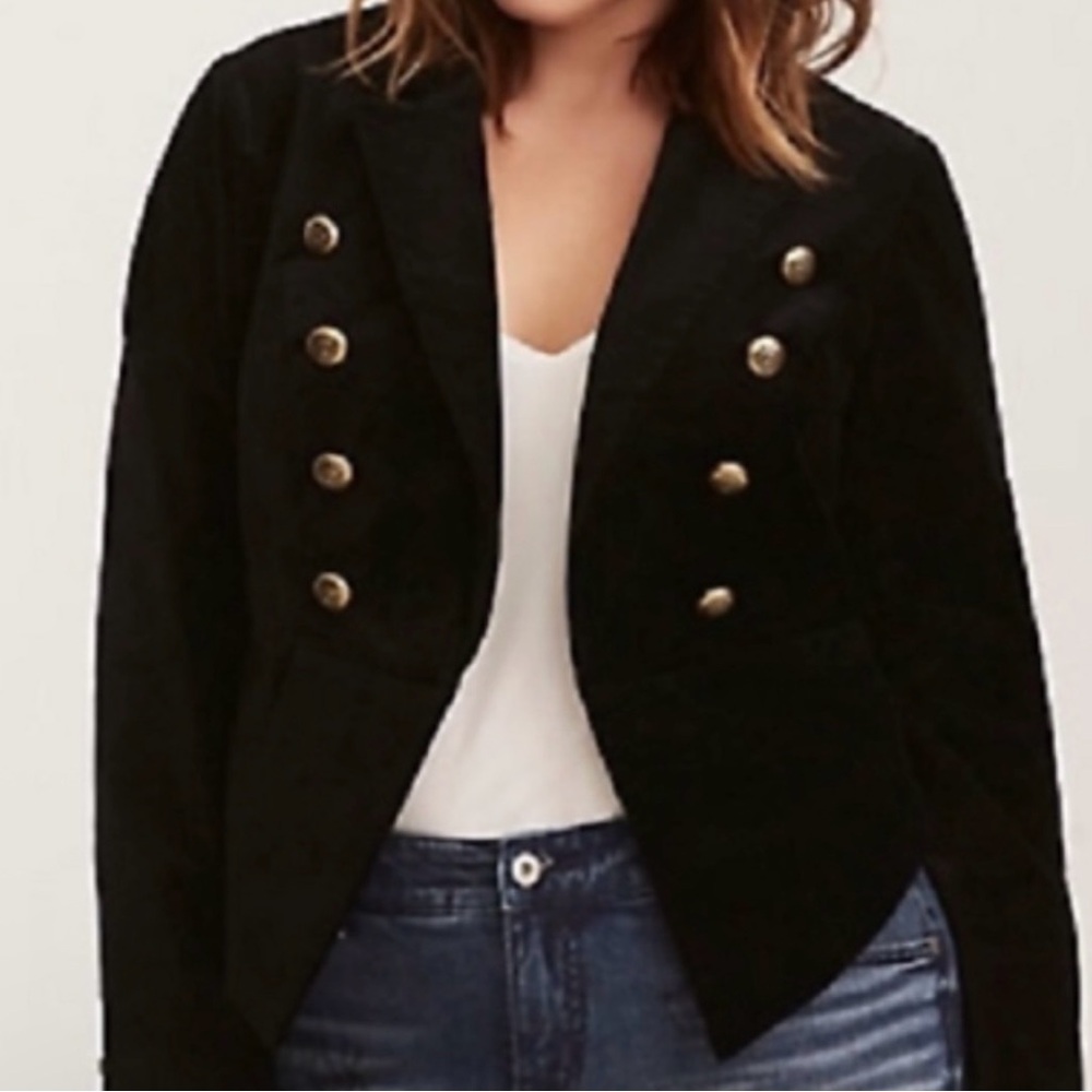 Torrid Black Velvet Jacket with Silver Button